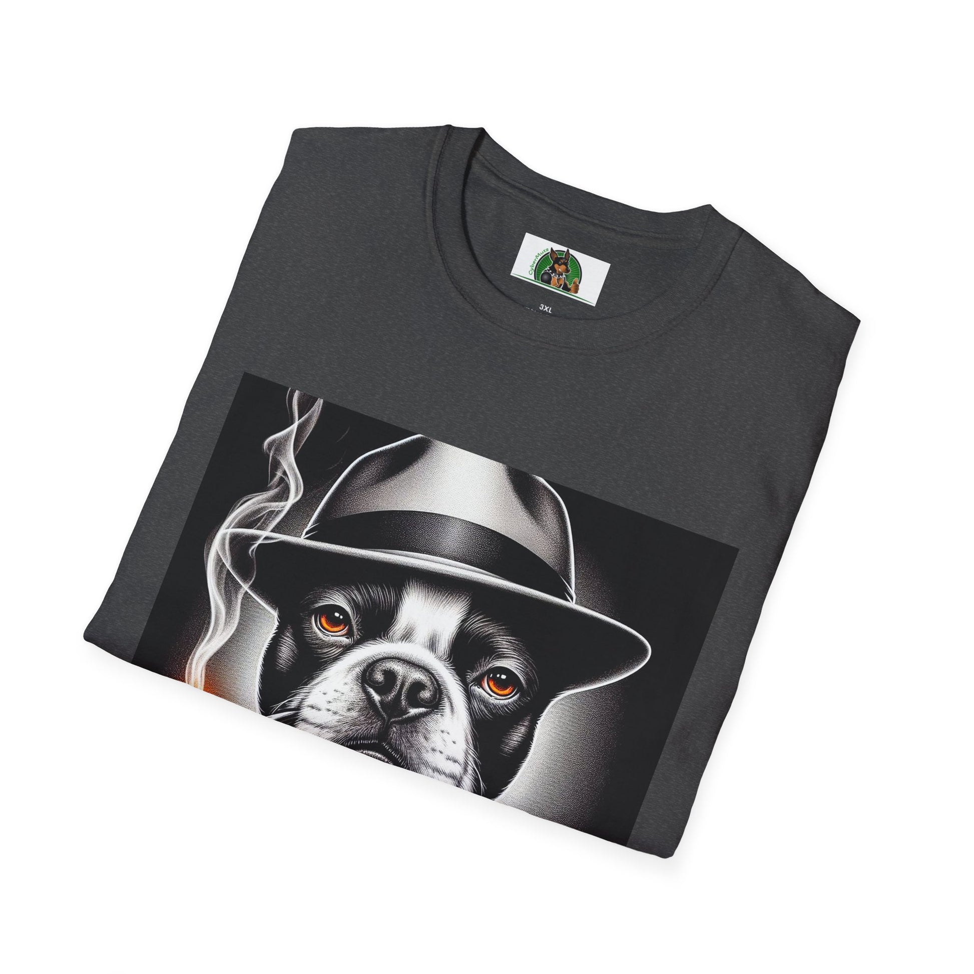 Boston Terrier Dog Smoking Pipe Drinking Whiskey T-Shirt Printify   