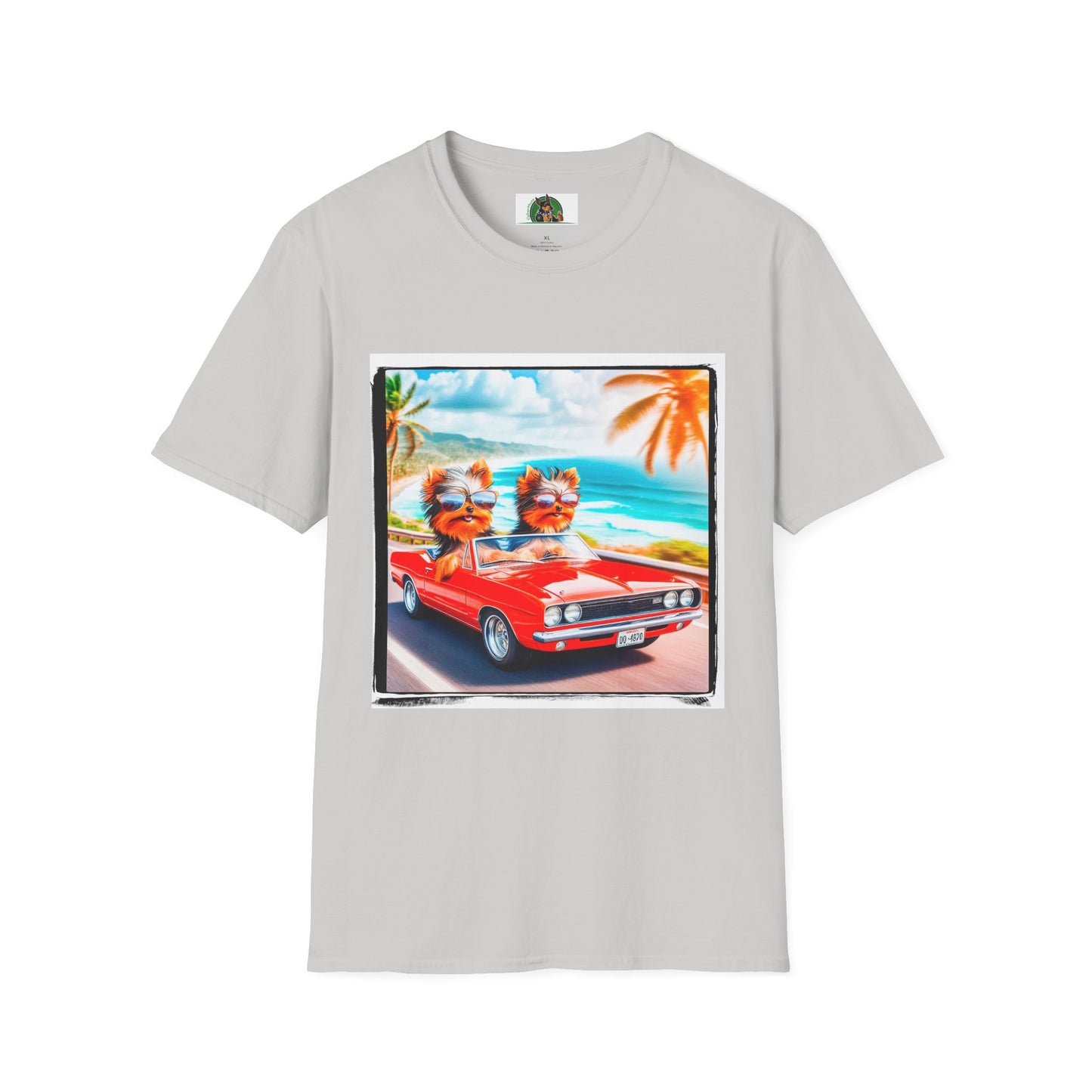 Yorkie beach cruising shirt T-Shirt Printify S Ice Grey