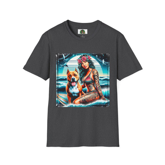 Pit Bull Hawaiian girl shirt T-Shirt Printify XS Dark Heather
