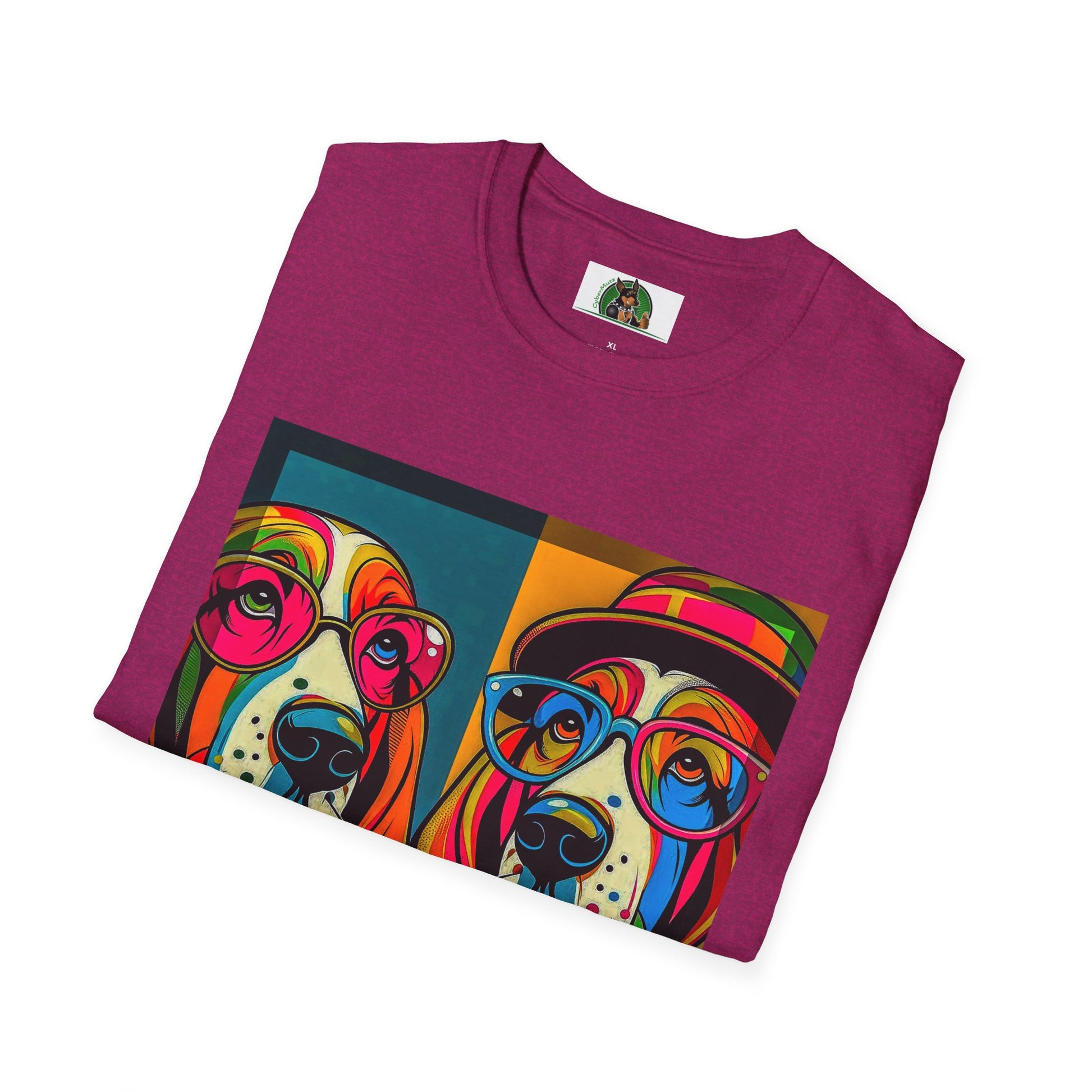 Basset Hound Couple Pop Art Pic T-Shirt Printify   