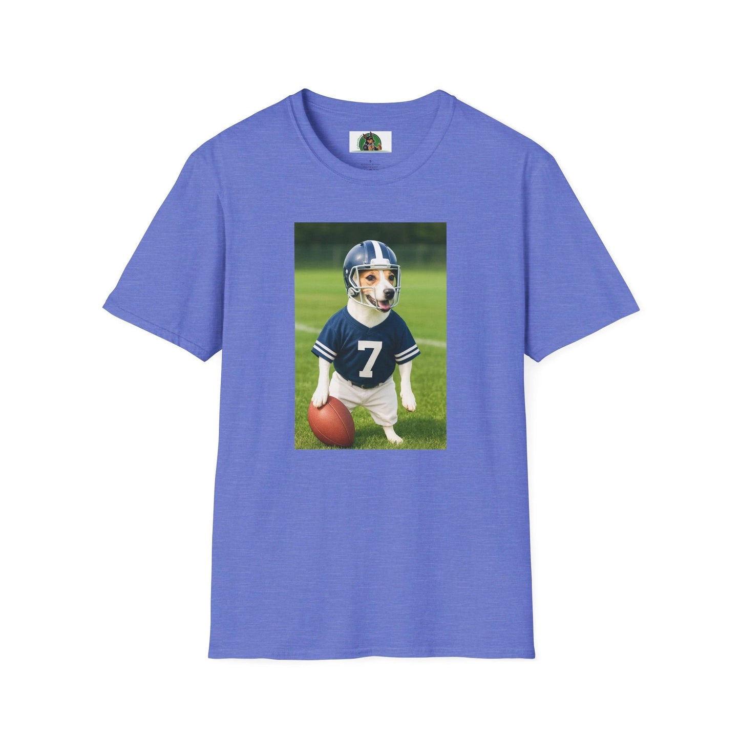 Jack Russell Football T-Shirt — Sports Dog Tee T-Shirt Printify Heather Royal S