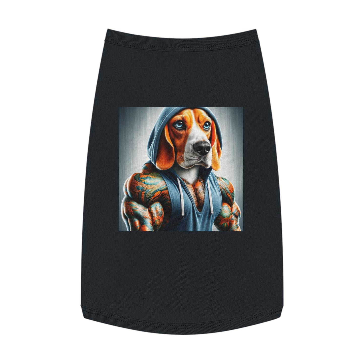 Pet Tank Top Beagle Muscle Dog In Hoodie Pets Printify L Black 