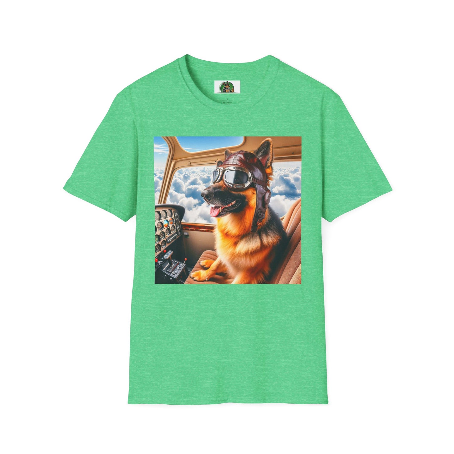 German Shepherd airline pilot T-Shirt Printify Heather Irish Green S