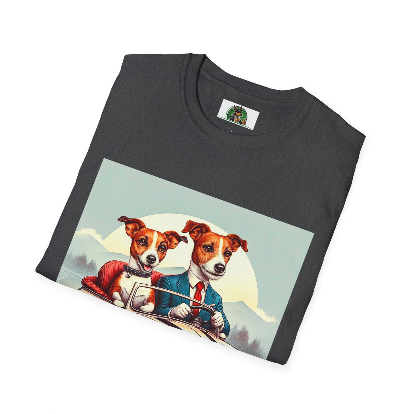 Wacky Jack Russell Husband And Wife In Car T-Shirt Printify