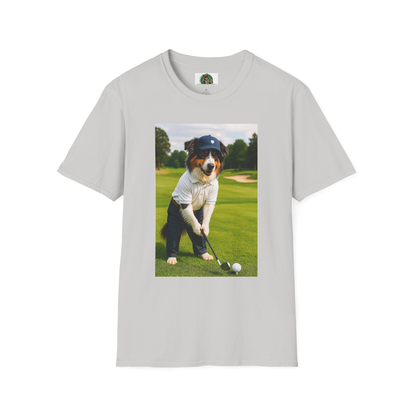 Sports Golf Australian Shepherd T-Shirt T-Shirt Printify Ice Grey S