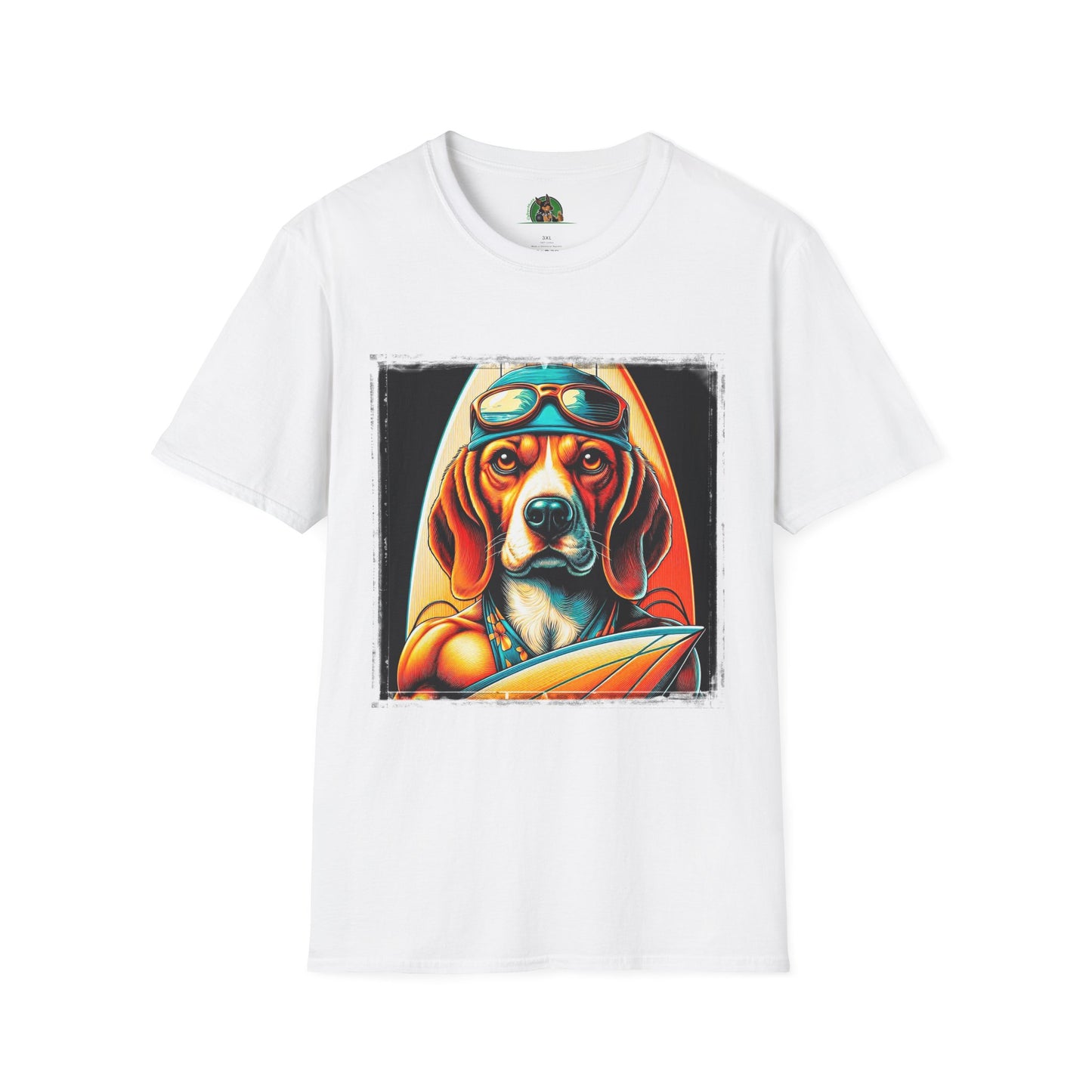 Beagle Muscle Surfer Dog T-Shirt Printify XS White 