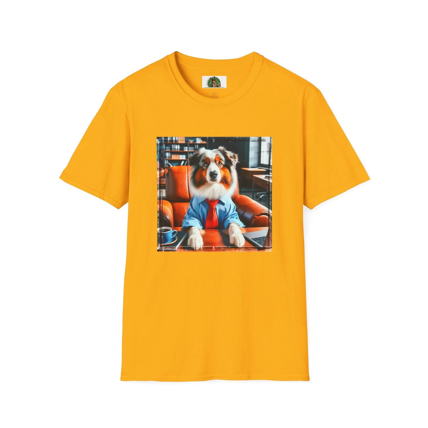 Australian Shepherd Boss Dog T-Shirt Printify S Gold