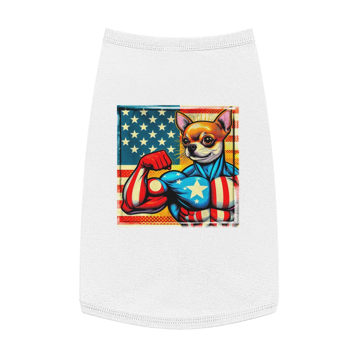 Pet Tank Top Chihuahua American hero t shirt Pets Printify L White