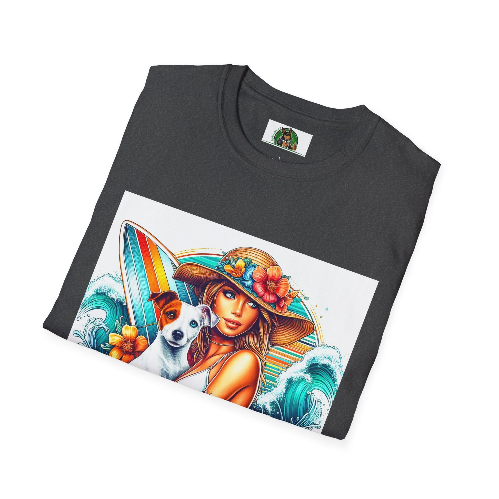Jack Russell W/Beach Girl T-Shirt Printify