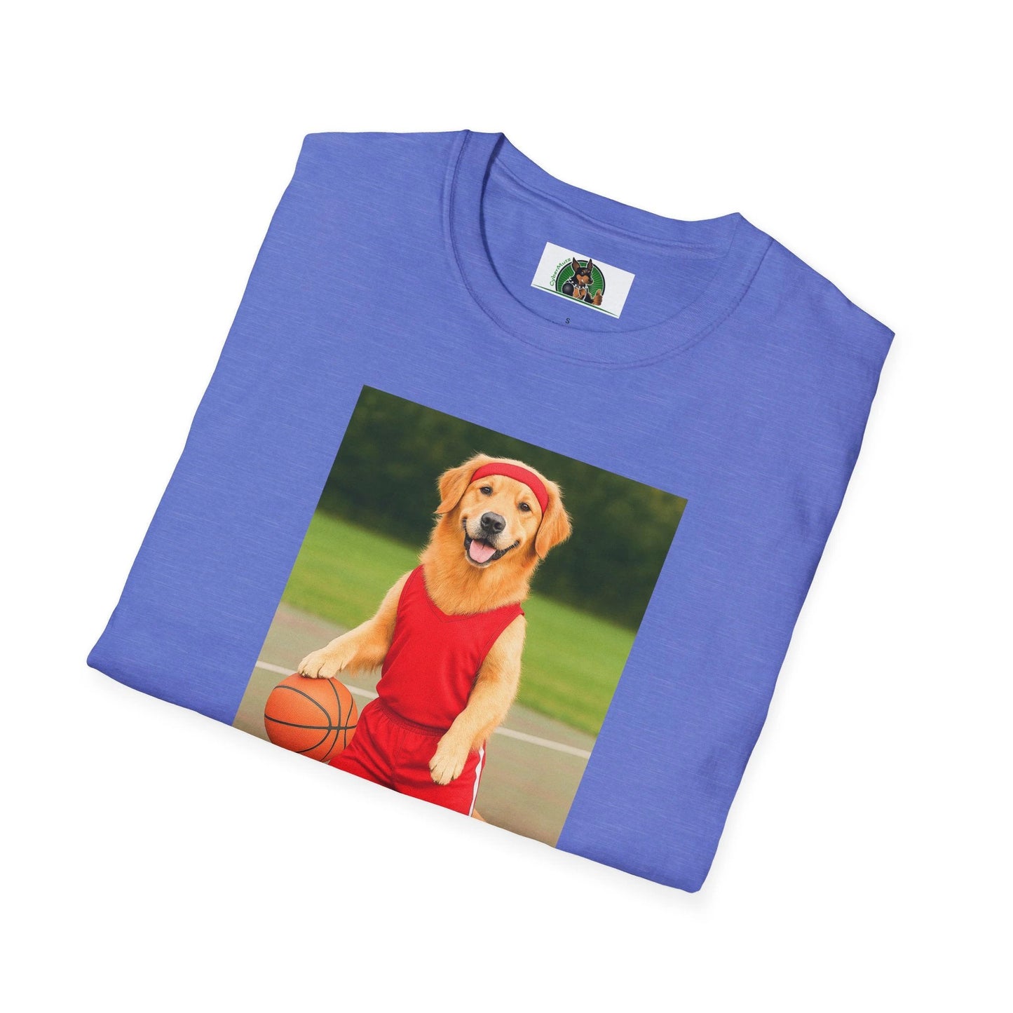 Golden Retriever Playing Basketball T-Shirt — Sports Dog Tee by Printify