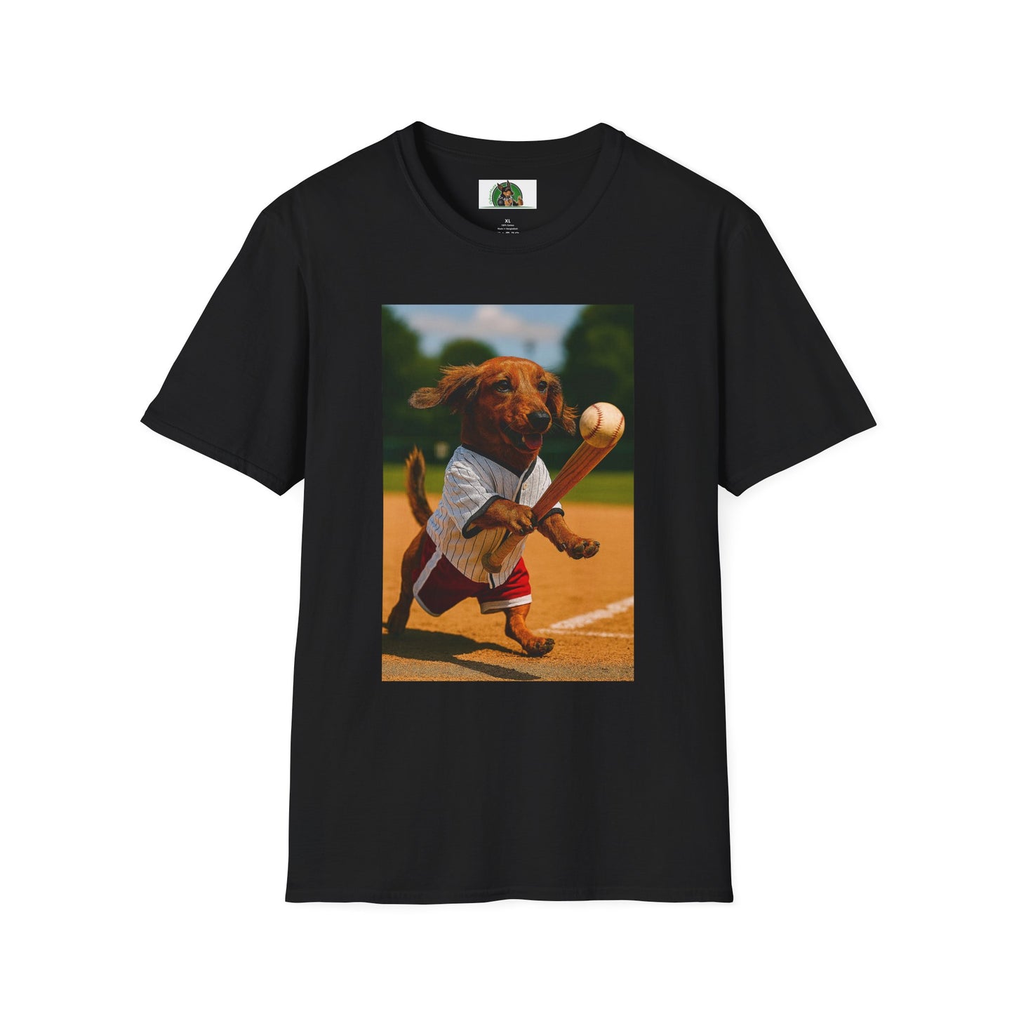 Sports Dachshund Baseball T-Shirt T-Shirt Printify Black XS