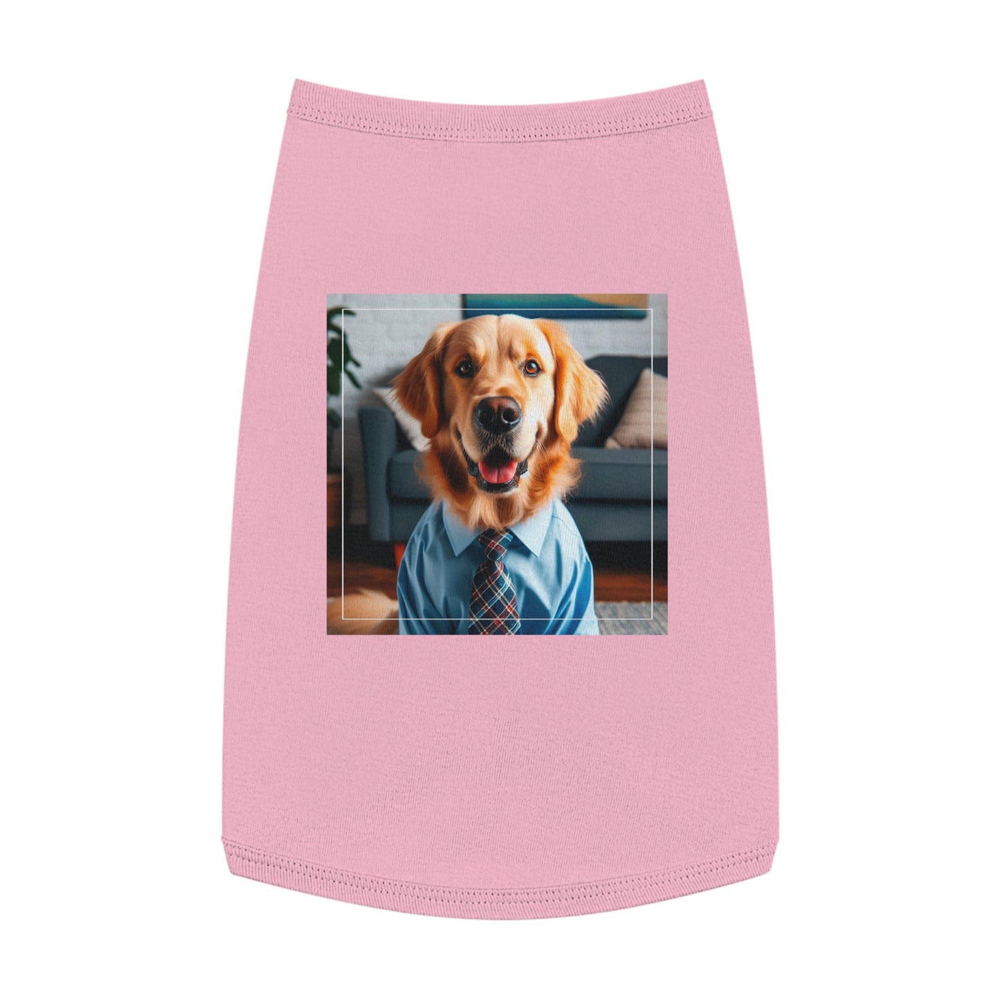 Golden Retriever suit and tie tsnk top Pets Printify L Pink