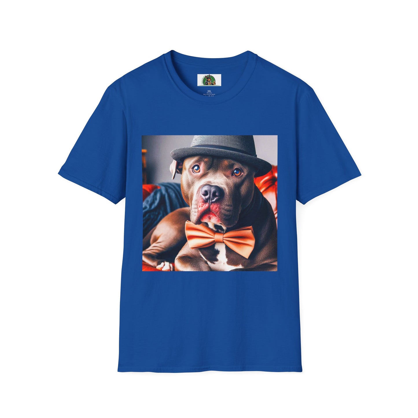 Pit Bull hat and bow tie shirt T-Shirt Printify XS Royal