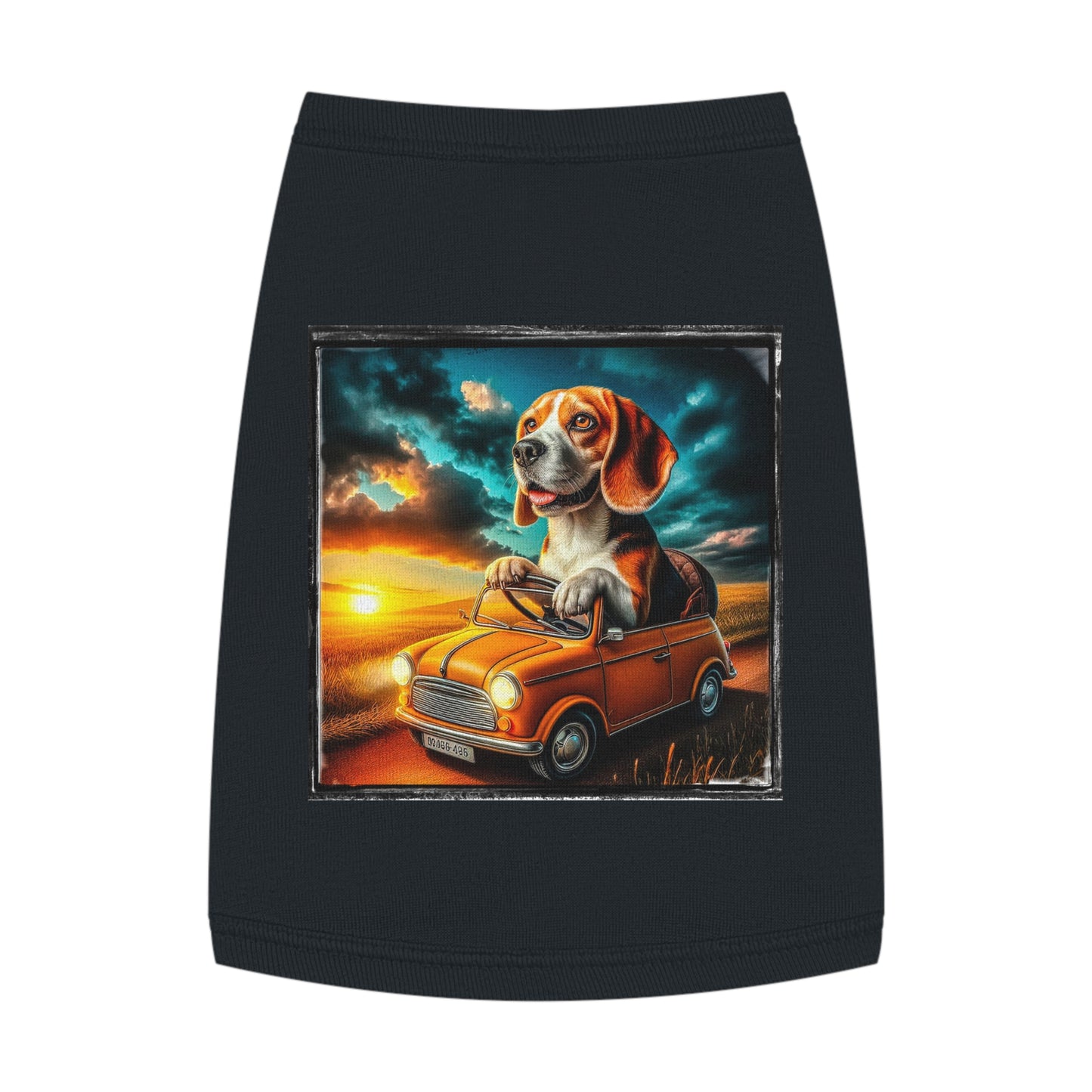 Pet Tank Top Wacky Beagle Dog Driving Tiny Car Pets Printify   