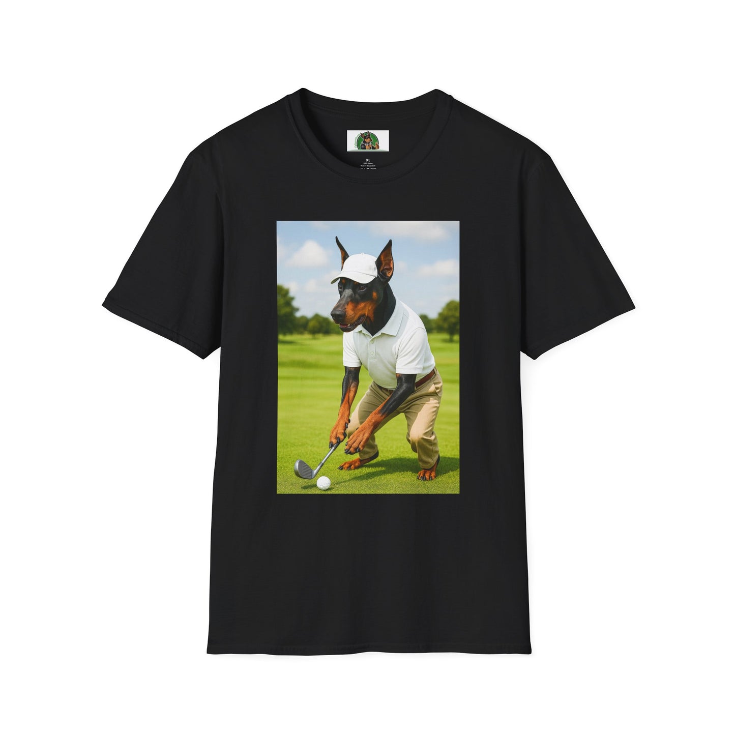 Golf Doberman Sports T-Shirt T-Shirt Printify Black XS