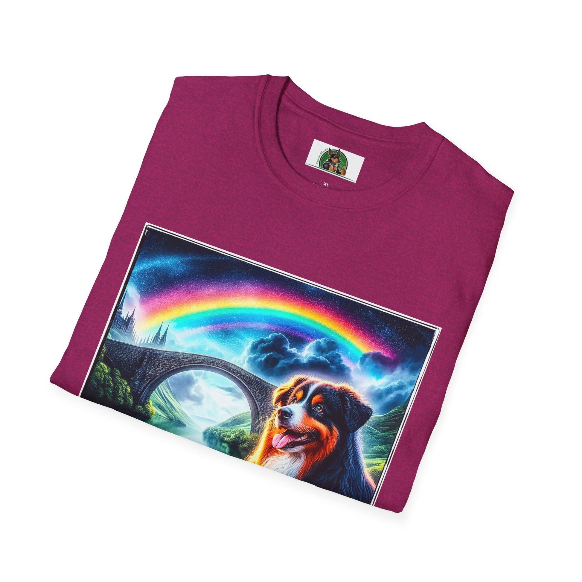 Australian Shepherd Rainbow Bridge And Lake T-Shirt Printify   