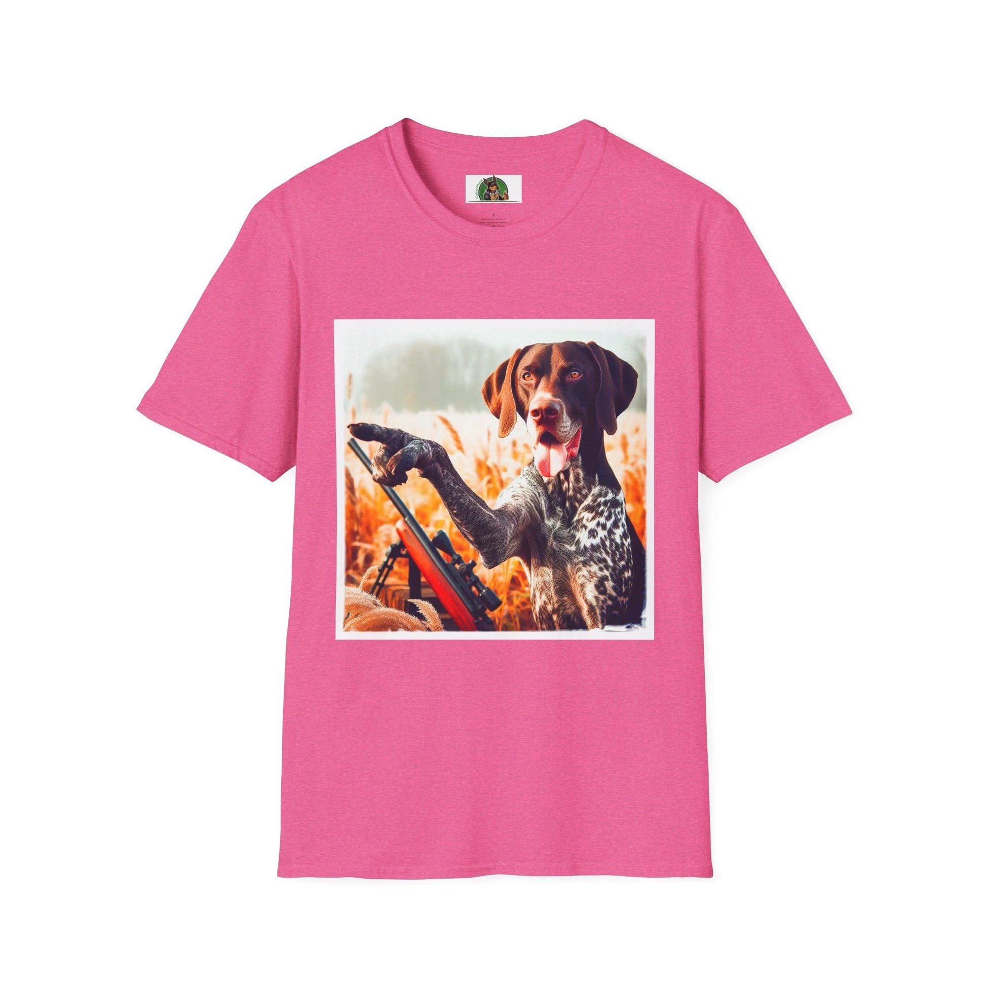 Wacky German Shorthaired Pointer Playing Violin T Shirt Graphic Tee For Dog Lovers T-Shirt Printify S Heather Heliconia