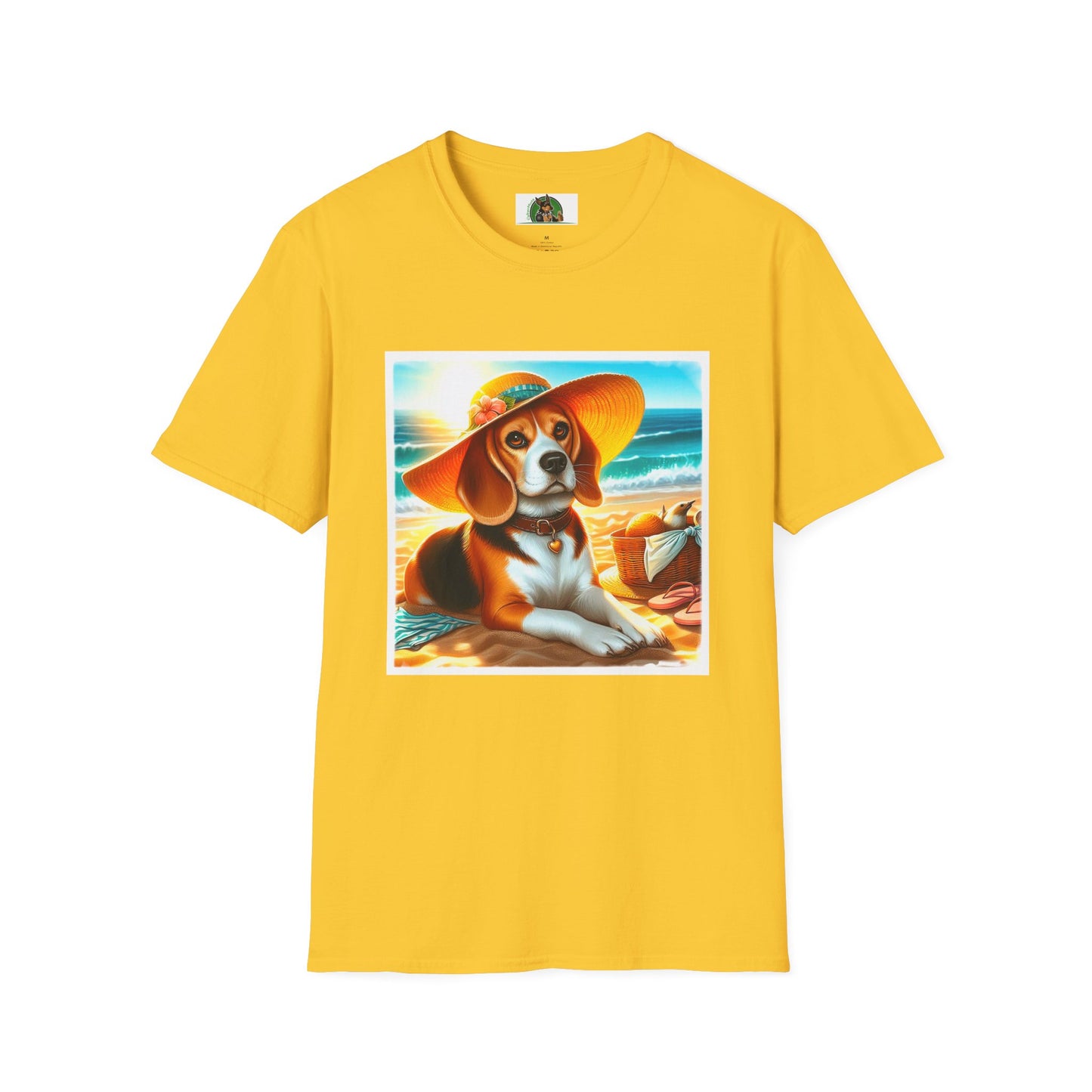 Beagle Girl Dog Wearing Sun Hat At Beach T-Shirt Printify S Daisy 