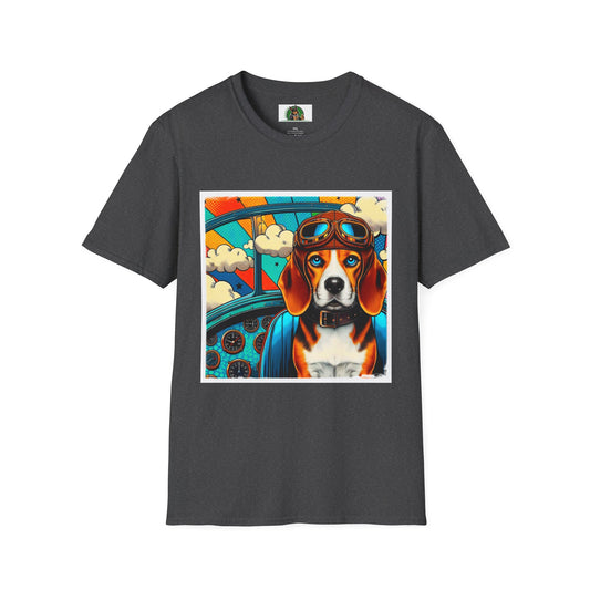 Beagle Pilot T-Shirt Printify XS Dark Heather 