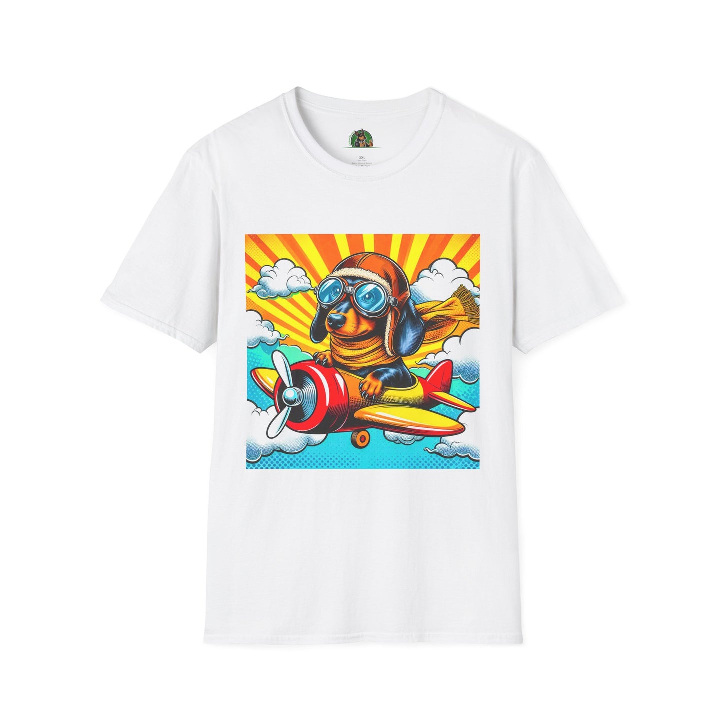 Dachshund airplane flying t shirt T-Shirt Printify White S