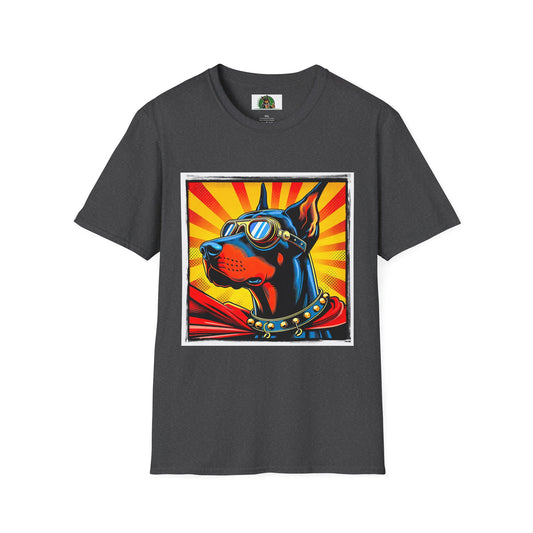 Doberman colorful superhero t shirt T-Shirt Printify XS Dark Heather