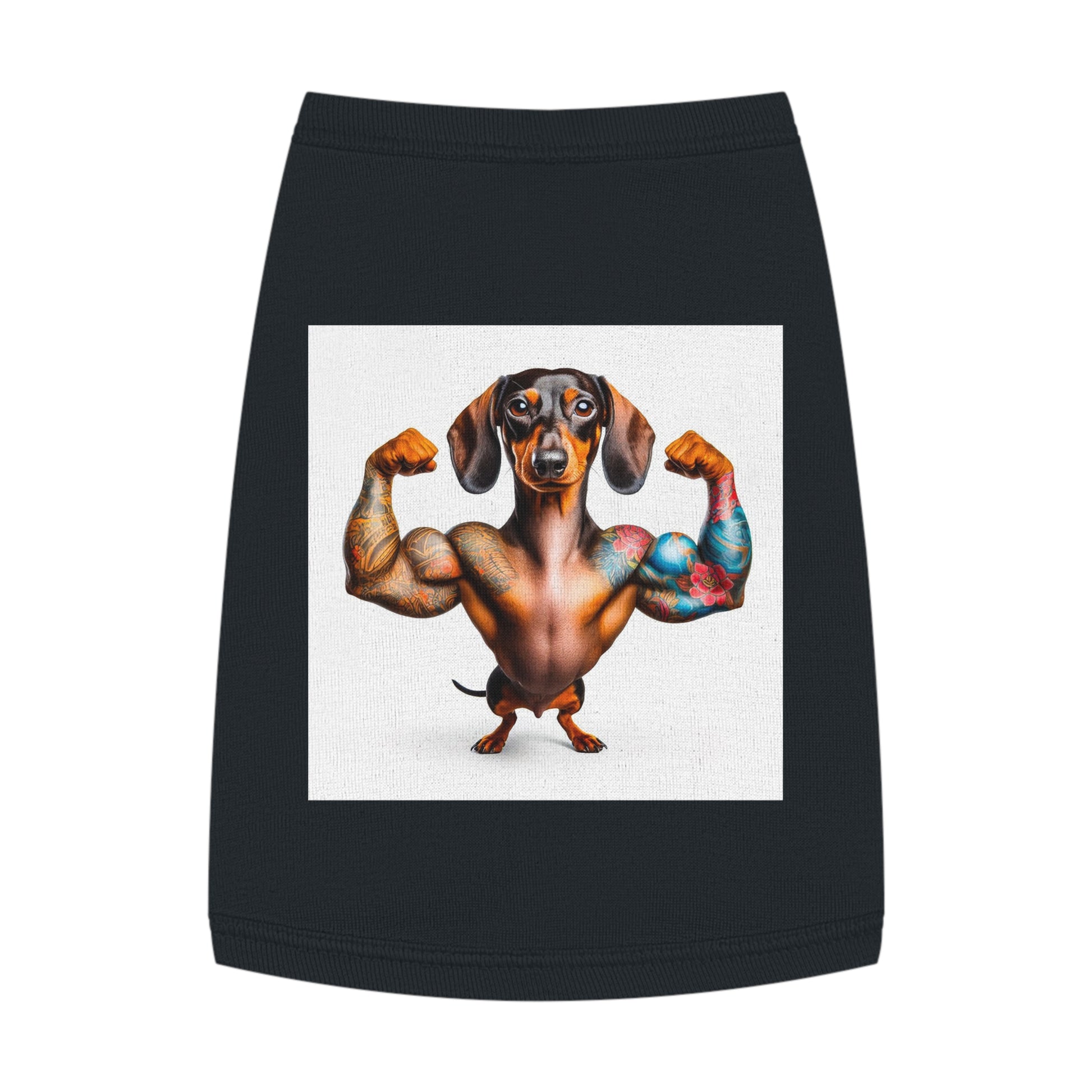 Pet Tank Top Dachshund muscle man t shirt Pets Printify M Black