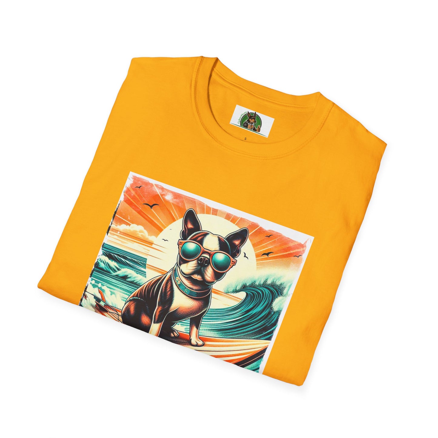 Boston Terrier Sunset Surfer Dog Shirt