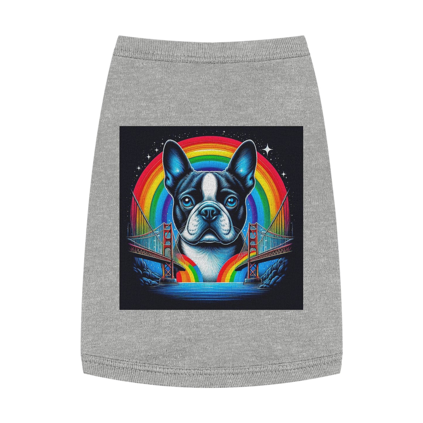 Pet Tank Top Boston Terrier Bright Rainbow Bridge Pets Printify M Heather 