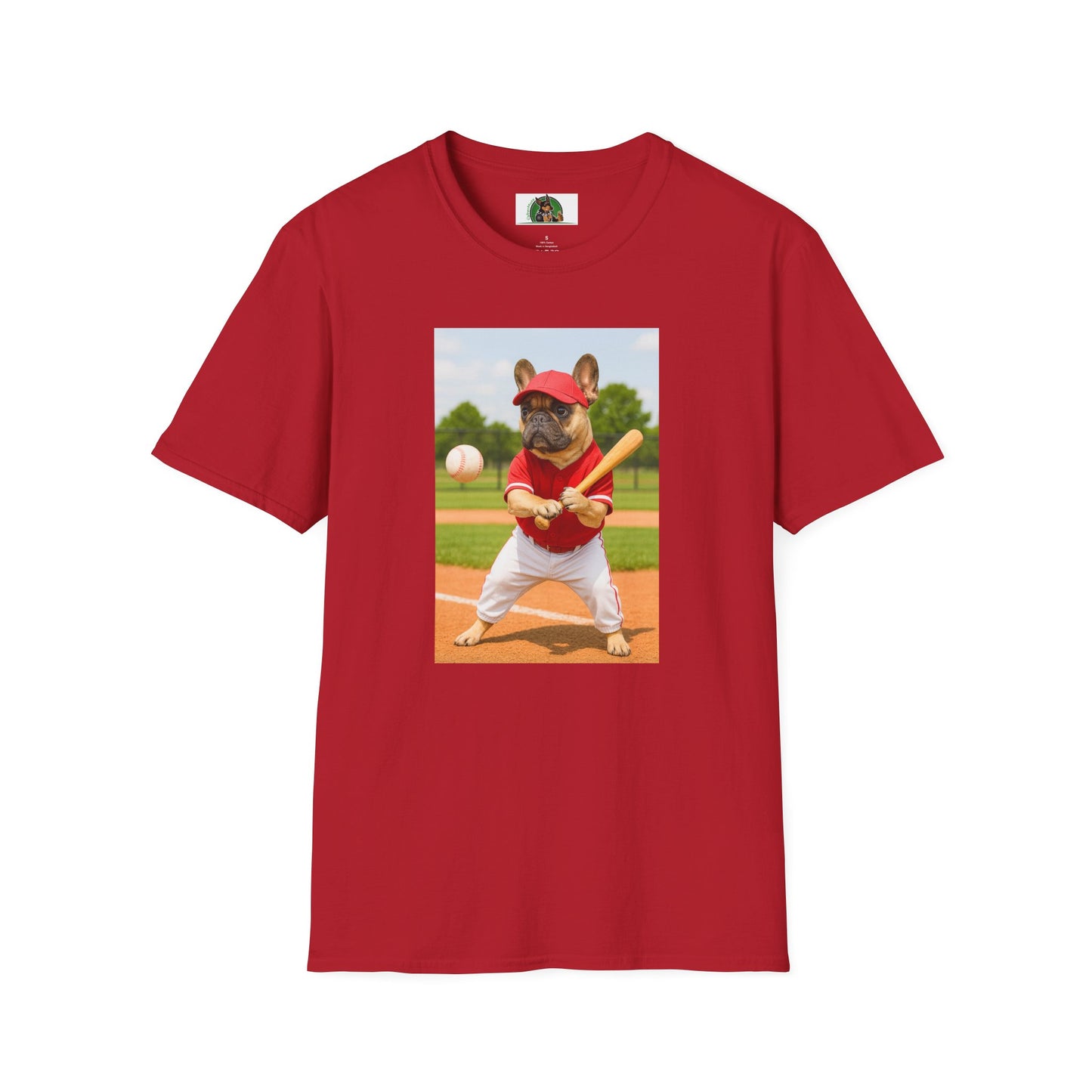 Sports Baseball French Bulldog T-Shirt T-Shirt Printify Cherry Red S