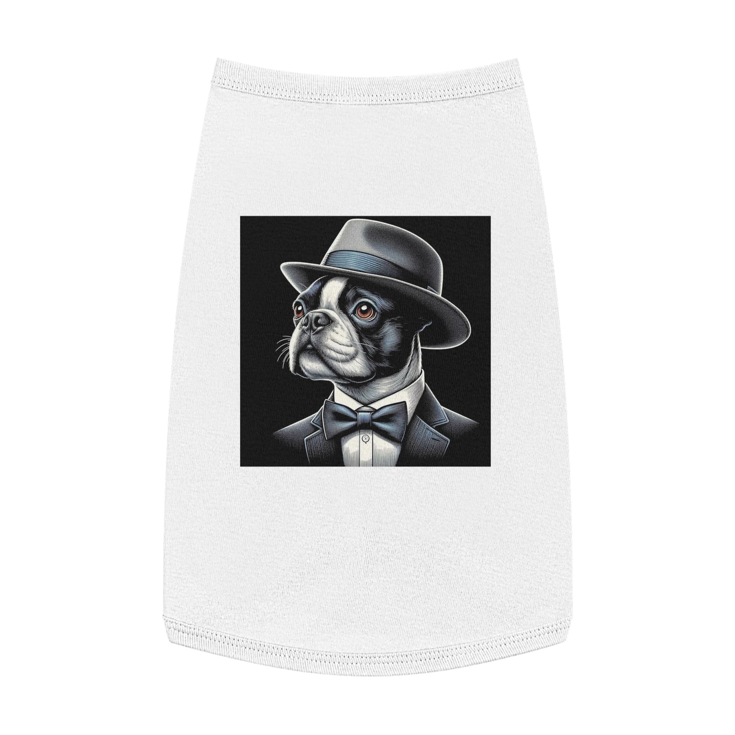 Dog Tank Top Boston Terrier Dog In Top Hat Pets Printify L White 