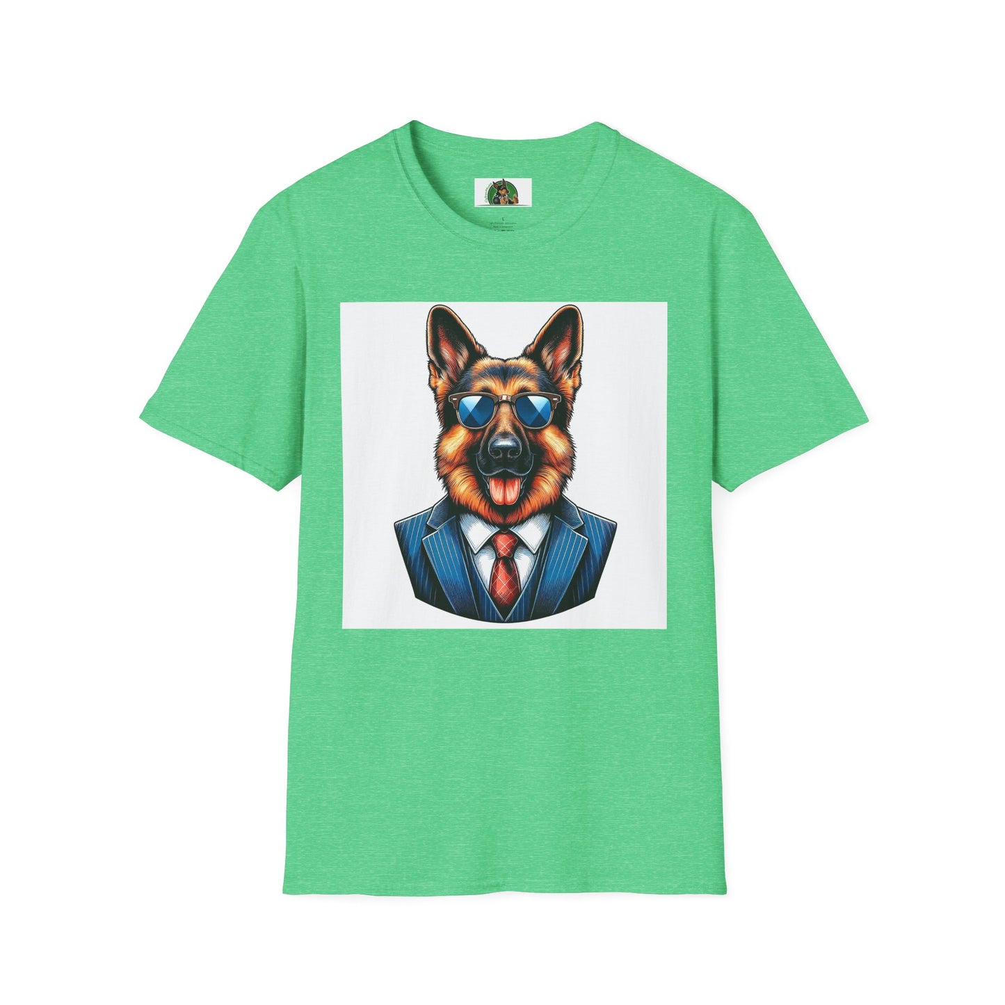 German Shepherd business suit shirt T-Shirt Printify Heather Irish Green S