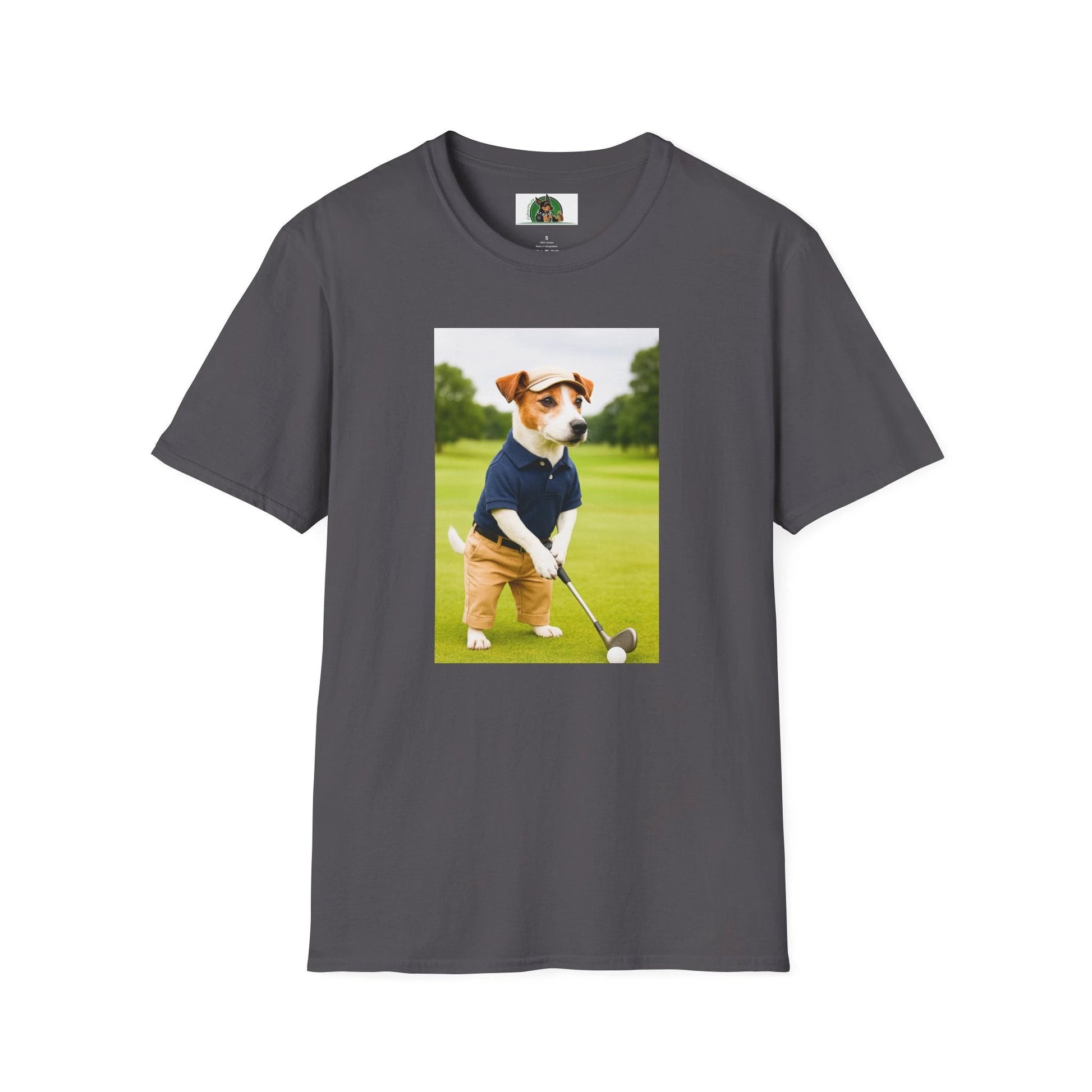 Jack Russell Golf Tee — Sports Dog T-Shirt T-Shirt Printify Charcoal S