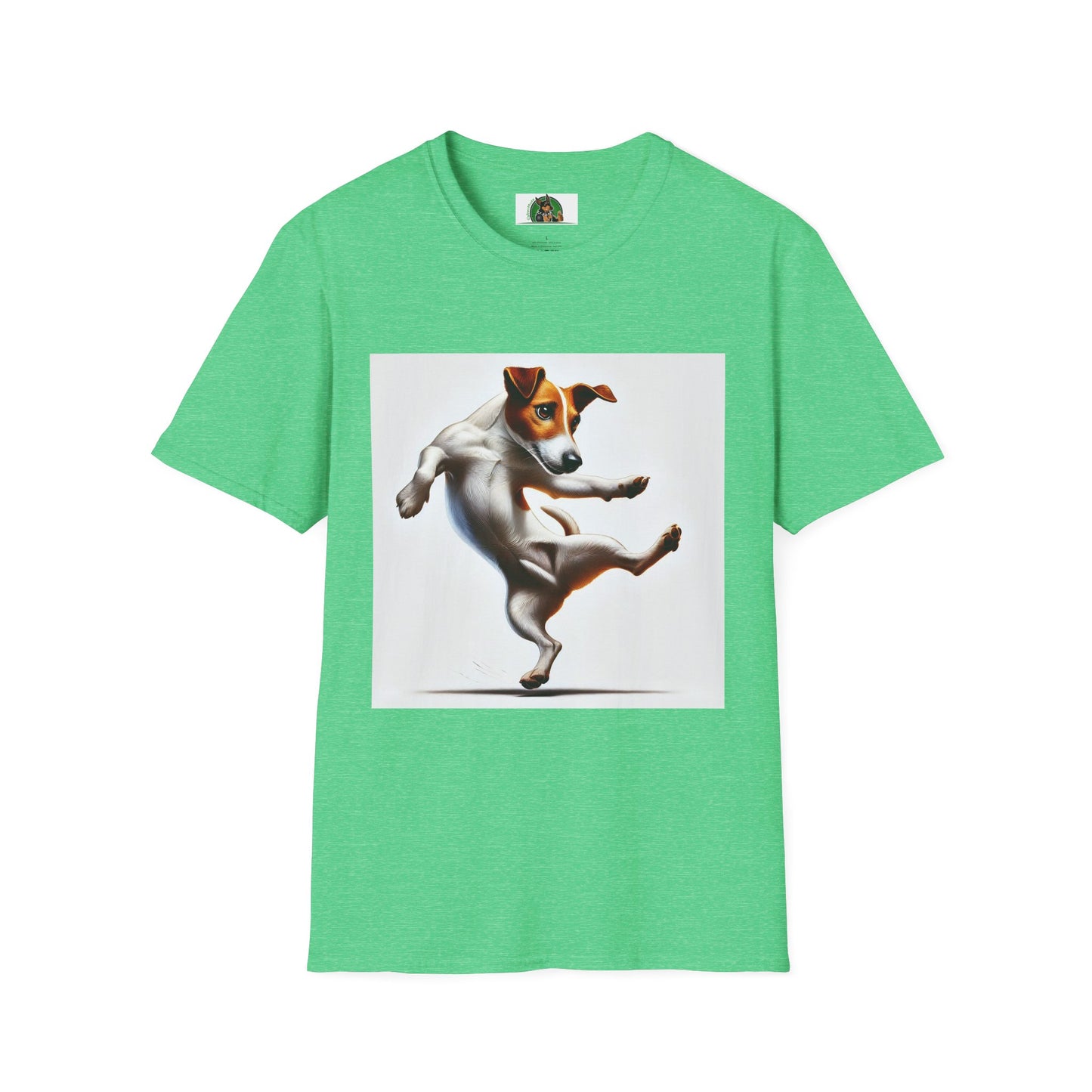 Dancing Jack Russell Tee T-Shirt Printify S Heather Irish Green