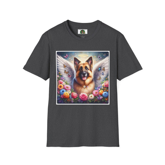 German Shepherd Dog "Rainbow Bridge" Unisex Softstyle T-Shirt T-Shirt Printify S Dark Heather