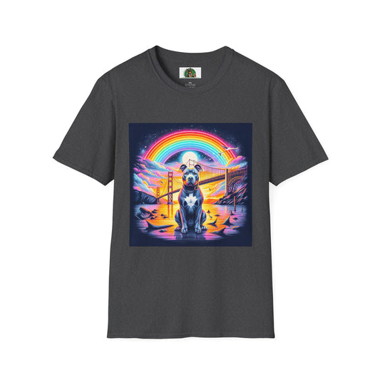 Pit Bull rainbow and bridge shirt T-Shirt Printify XS Dark Heather