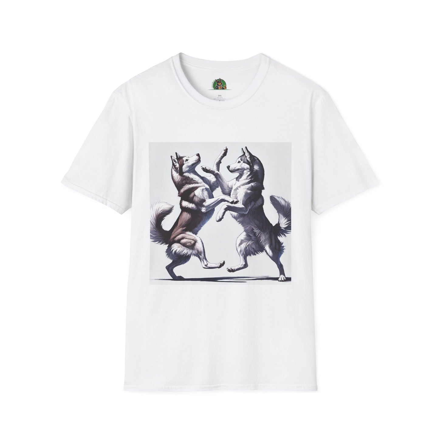 Dancing Huskies T-Shirt T-Shirt Printify XS White