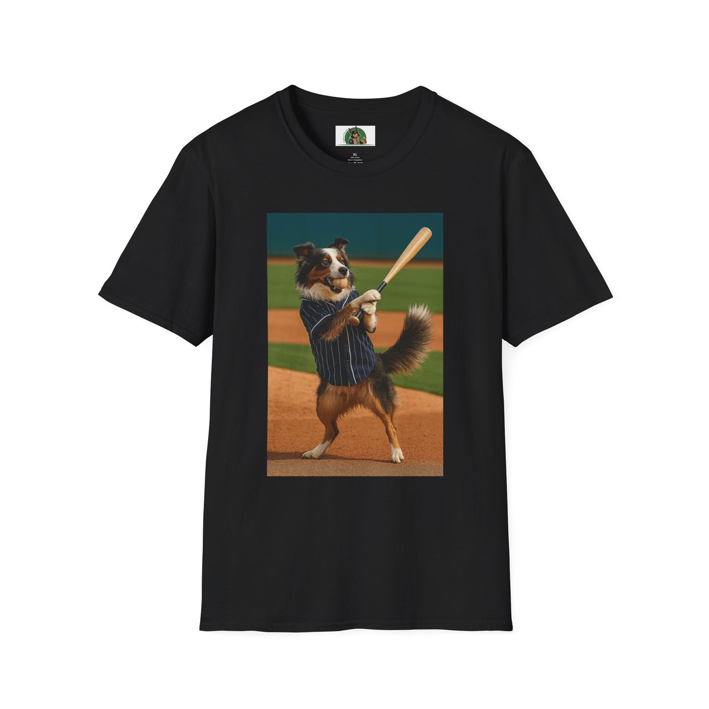 Sports Baseball Australian Shepherd Unisex T-Shirt T-Shirt Printify Black XS