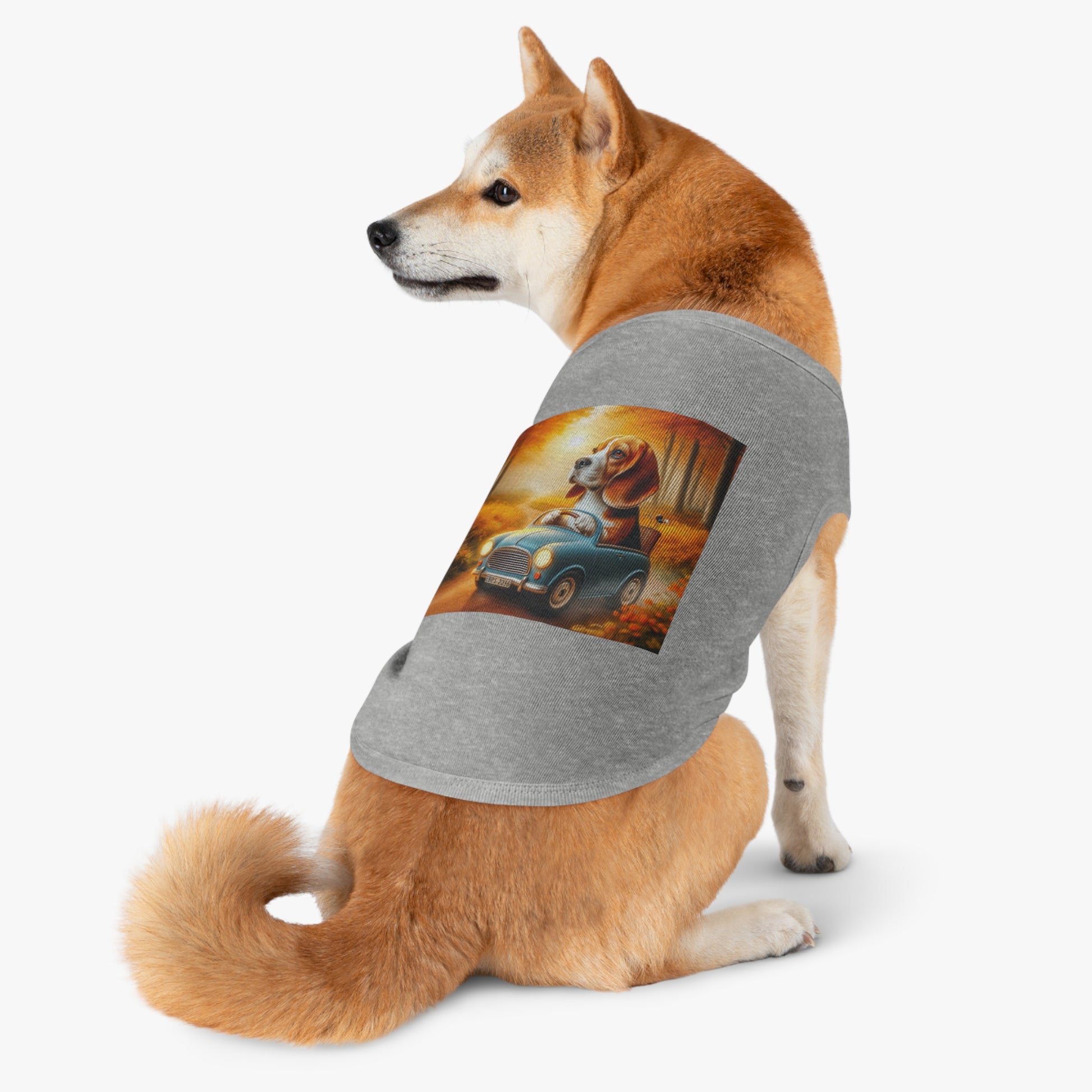 Pet Tank Top Wacky Beagle Dog In Tiny Car Pets Printify   