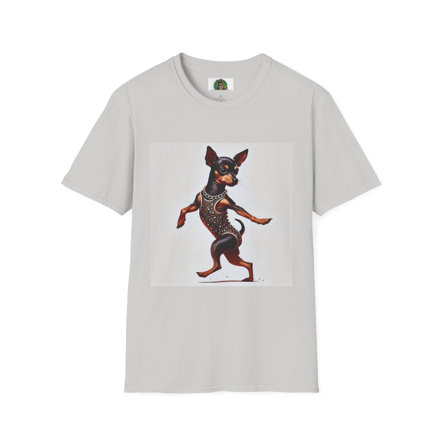 Dancing Min Pin T-Shirt T-Shirt Printify S Ice Grey