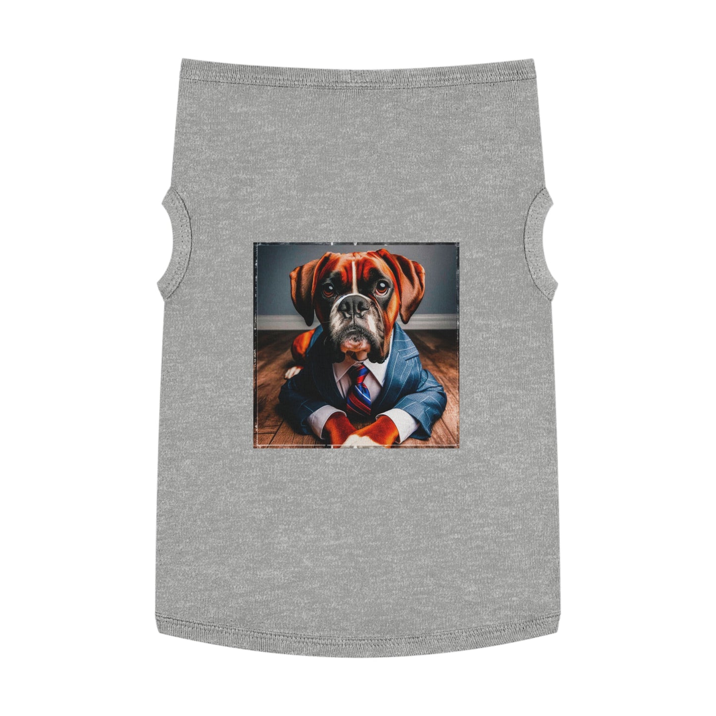 Pet Tank Top Boxer Dog Wearing Suit Pets Printify XL Heather 