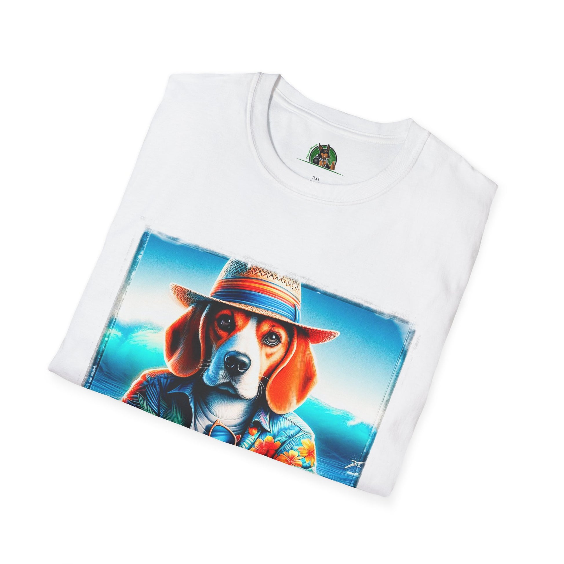 Beagle Wearing Summer Shirt And Hat T-Shirt Printify   