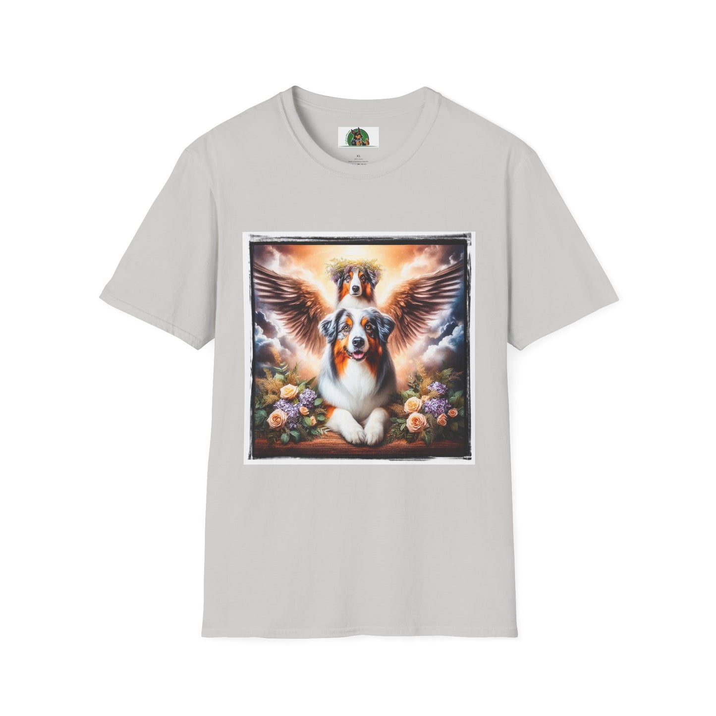 Australian Shepherd Angel Wings And Flowers T-Shirt Printify S Ice Grey 