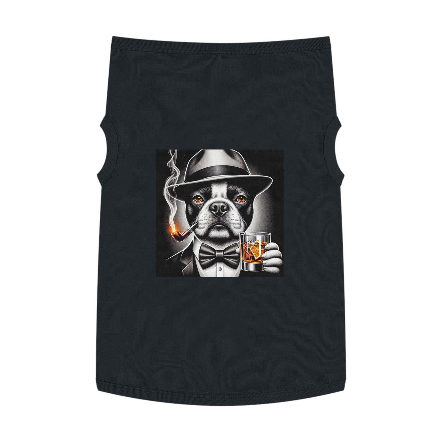 Pet Tank Top Boston Terrier Smoking Pipe Pets Printify XL Black 