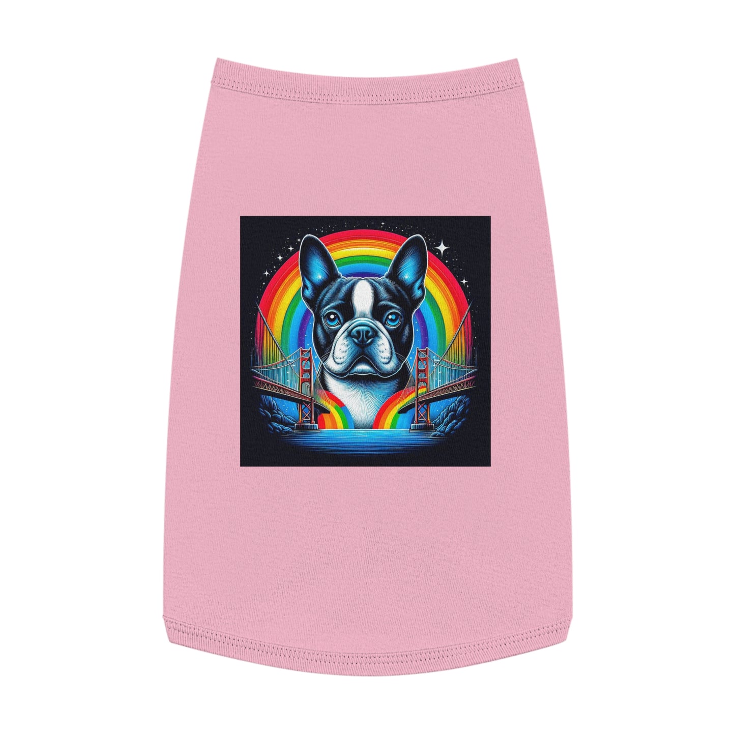 Pet Tank Top Boston Terrier Bright Rainbow Bridge Pets Printify L Pink 