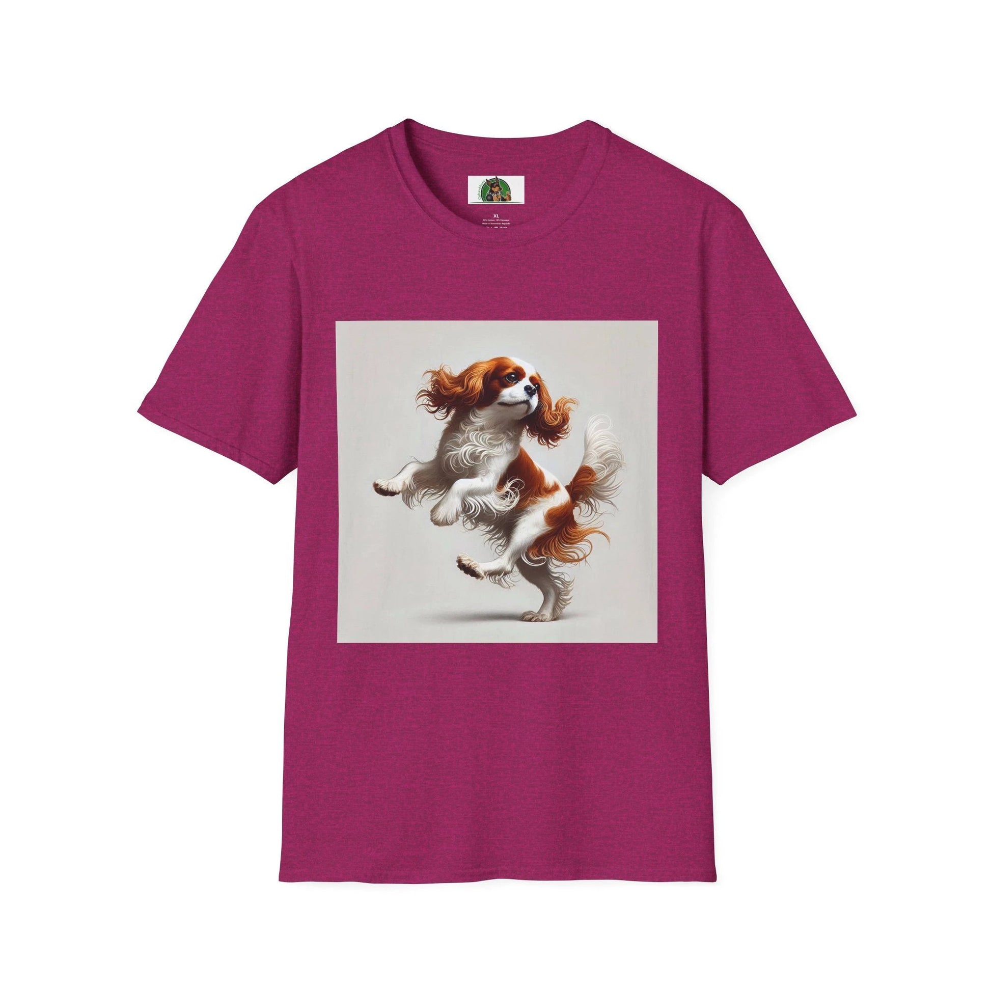 Dancing Dog Cavalier King Charles Spaniel Unisex T Shirt For Dog Lovers Pet Parade Gift Idea T-Shirt Printify S Antique Heliconia