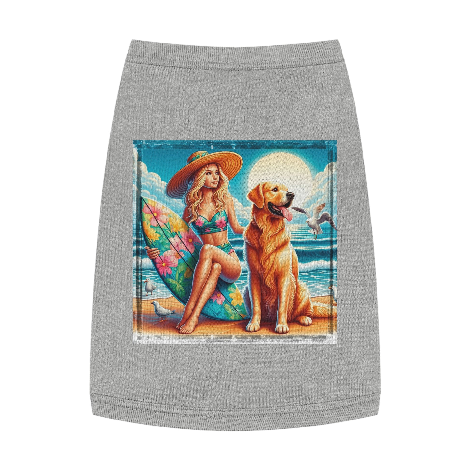 Golden Retriever pet tank top Pets Printify M Heather 