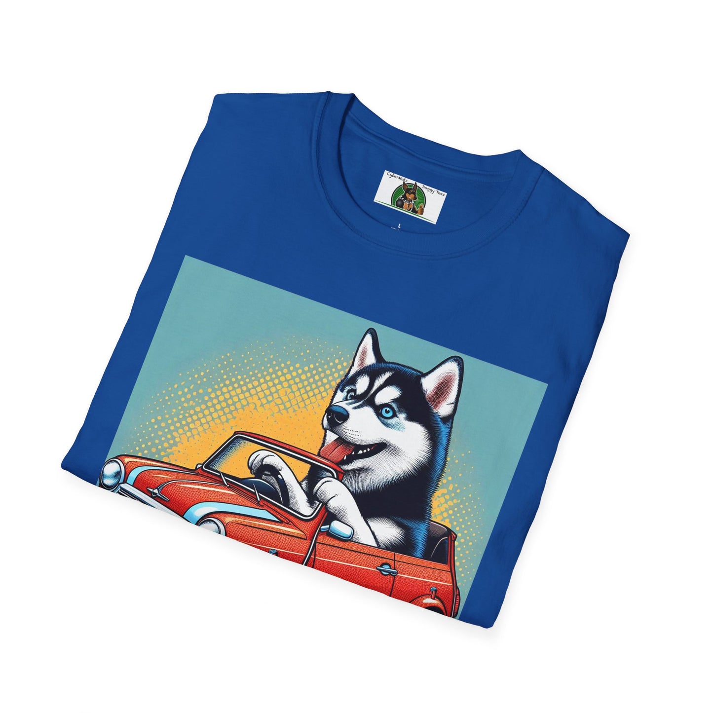 Husky in a Wacky Little Car T-Shirt Printify   