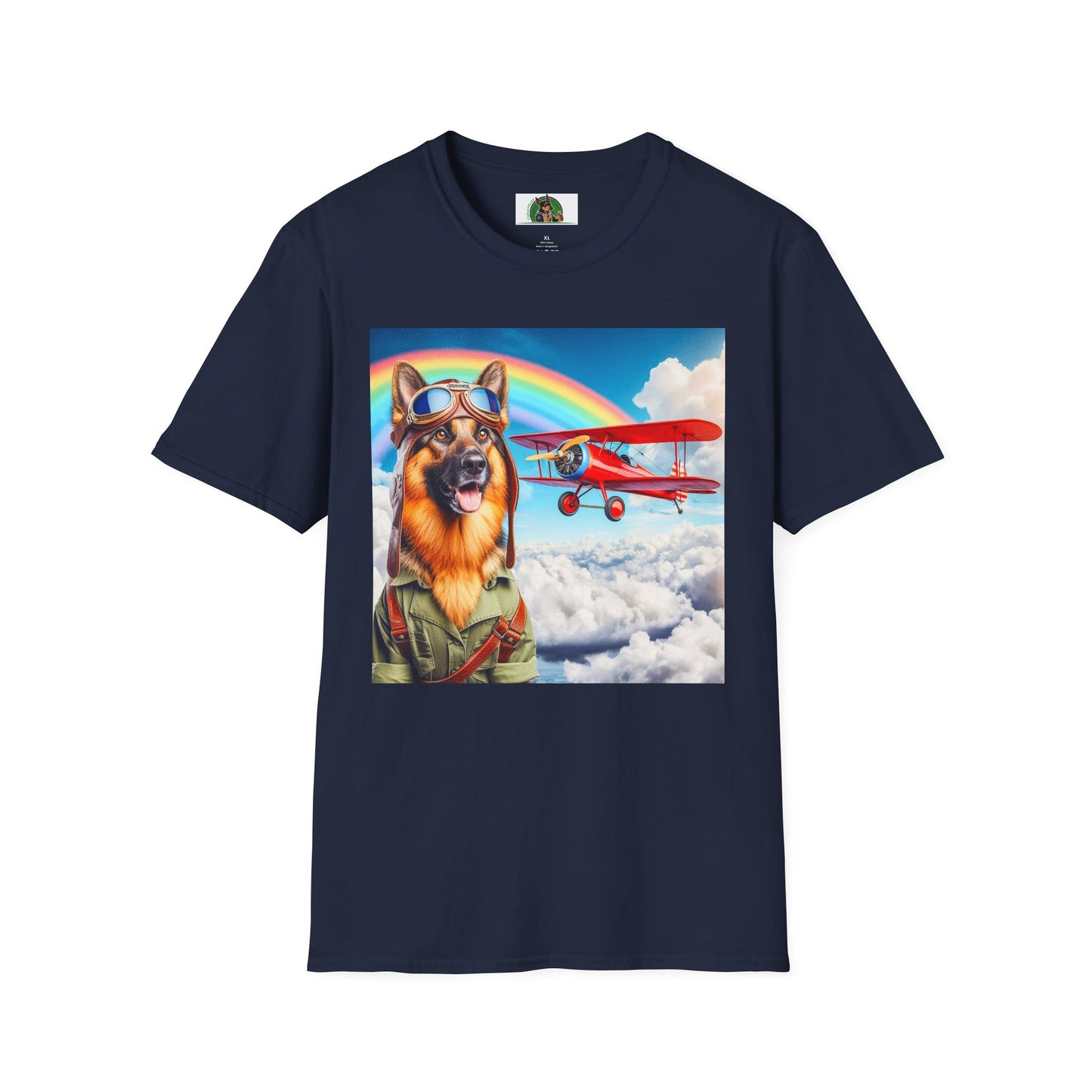 German Shepherd Pilot shirt T-Shirt Printify Navy S