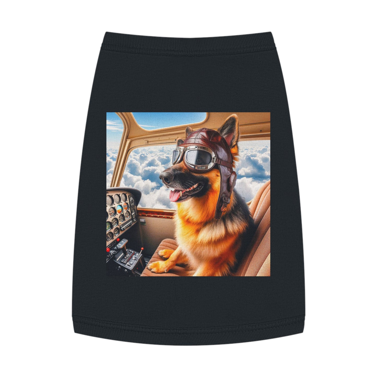 German Shepherd airplane pilot Pets Printify M Black