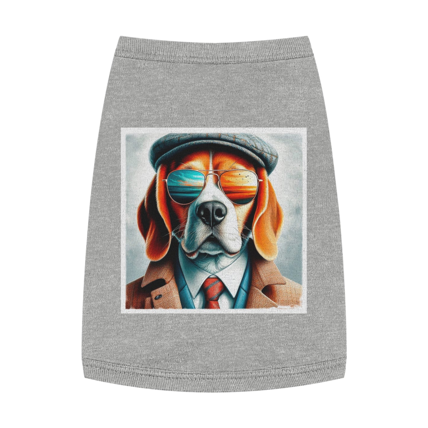 Pet Tank Top Beagle Dog Wearing Jacket And Hat Pets Printify M Heather 